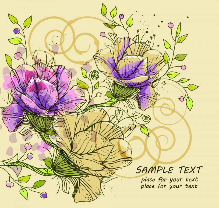 free vector Classic handpainted pattern background 03 vector